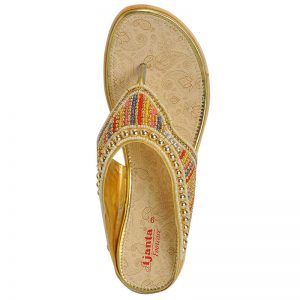 Ajanta Women's Classy Sandal Slippers - Gold