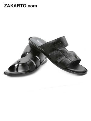 Ajanta Men's Classy Sandal Slippers - Black