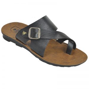 Men's Black Colour Synthetic Leather Sandals