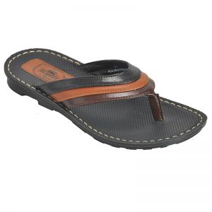 Men's Black Colour Synthetic Leather Sandals