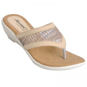 Women's Cream Colour Synthetic Leather Sandals