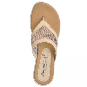 Women's Cream Colour Synthetic Leather Sandals