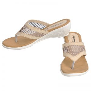 Women's Cream Colour Synthetic Leather Sandals