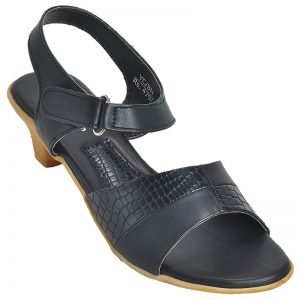 Women's Black Colour Synthetic Leather Sandals