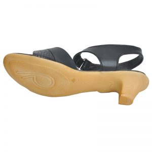 Women's Black Colour Synthetic Leather Sandals