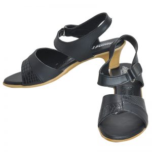 Women's Black Colour Synthetic Leather Sandals