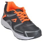 Men's Black & Orange Colour Synthetic Mesh Sneakers