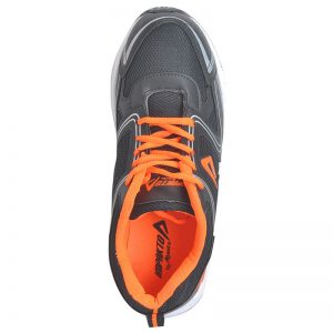 Men's Black & Orange Colour Synthetic Mesh Sneakers
