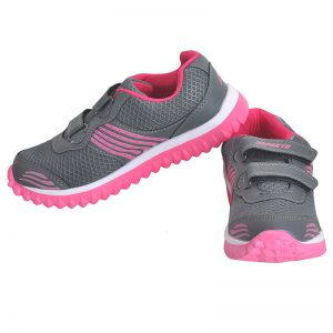 Women's Grey & Pink Colour Synthetic Mesh Sneakers