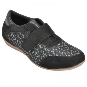 Women's Black Colour Synthetic Mesh Sneakers
