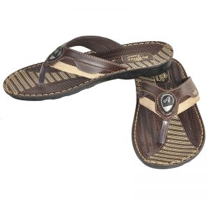 Men's Brown Colour PU Flip Flops