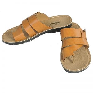 Men's Tan & Yellow Colour PU Sandals