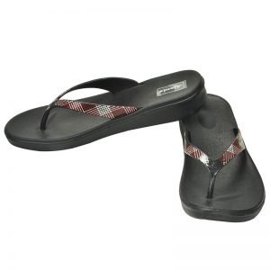 Women's Black & Red Colour Synthetic Sandals