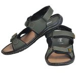 Men's Green & Beige Colour Synthetic Leather Sandals