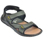 Men's Green & Beige Colour Synthetic Leather Sandals