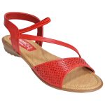 Women's Red & Beige Colour Synthetic Leather Sandals