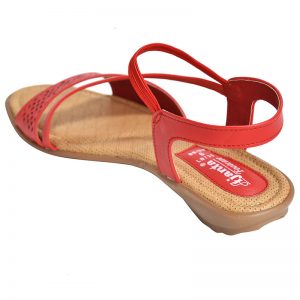 Women's Red & Beige Colour Synthetic Leather Sandals