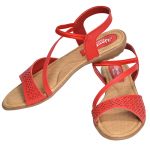 Women's Red & Beige Colour Synthetic Leather Sandals