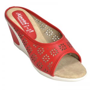 Women's Red & Beige Colour Synthetic Leather Sandals