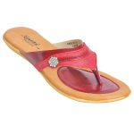 Women's Red Colour Synthetic Leather Sandals