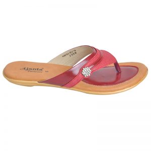 Women's Red Colour Synthetic Leather Sandals