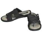 Men's Black Colour Synthetic Leather Sandals