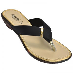 Women's Black & Beige Colour Synthetic Leather Sandals