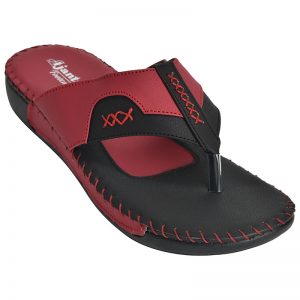 Women's Black & Red Colour Synthetic Leather Sandals