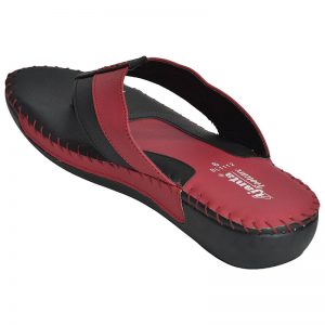 Women's Black & Red Colour Synthetic Leather Sandals