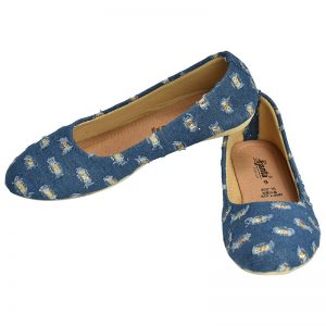 Women's Navy Blue Colour Synthetic Leather Ballerines