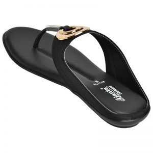 Women's Black Colour Synthetic Leather Sandals