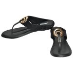 Women's Black Colour Synthetic Leather Sandals