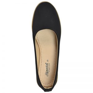 Women's Black Colour Synthetic Leather Ballerines