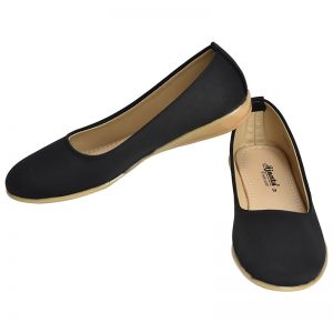 Women's Black Colour Synthetic Leather Ballerines