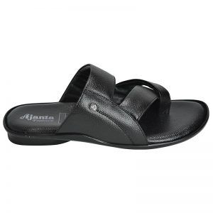 Men's Black Colour Synthetic Leather Sandals