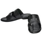 Men's Black Colour Synthetic Leather Sandals