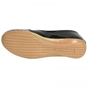 Women's Black & White Colour Synthetic Leather Ballerines