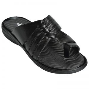 Men's Black Colour Synthetic Leather Sandals