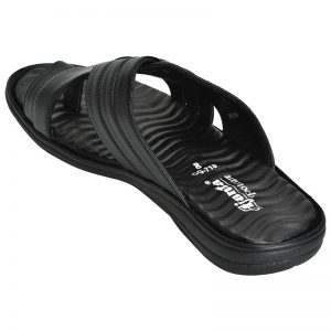 Men's Black Colour Synthetic Leather Sandals