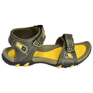 Men's Green & Yellow Colour Synthetic Leather Sandals