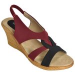 Women's Red & Beige Colour Synthetic Leather Sandals