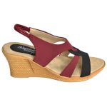 Women's Red & Beige Colour Synthetic Leather Sandals