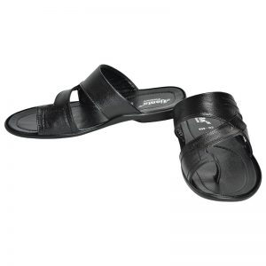 Men's Black Colour Synthetic Leather Sandals