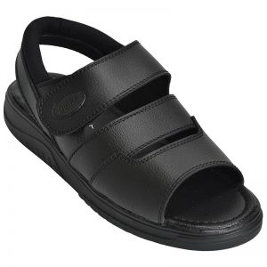 Men's Black Colour Synthetic Leather Sandals