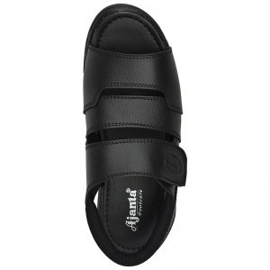 Men's Black Colour Synthetic Leather Sandals