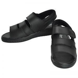 Men's Black Colour Synthetic Leather Sandals