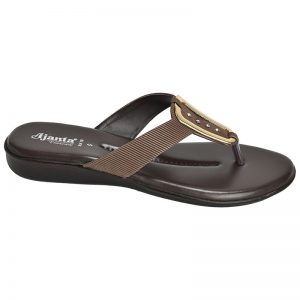 Women's Black & Brown Colour Synthetic Leather Sandals