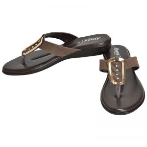 Women's Black & Brown Colour Synthetic Leather Sandals