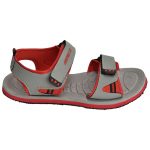 Men's Grey & Red Colour Synthetic Leather Sandals