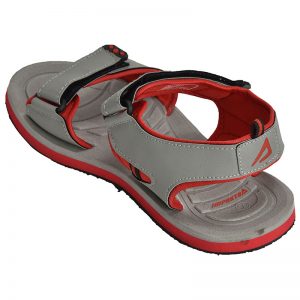 Men's Grey & Red Colour Synthetic Leather Sandals